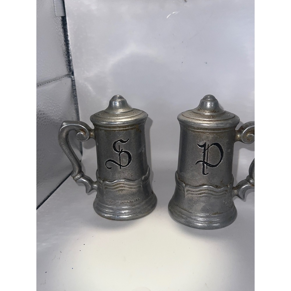 Vintage Wilton‎ Armetale Pewter Salt and Pepper Shakers Tankard Mug Columbia PA